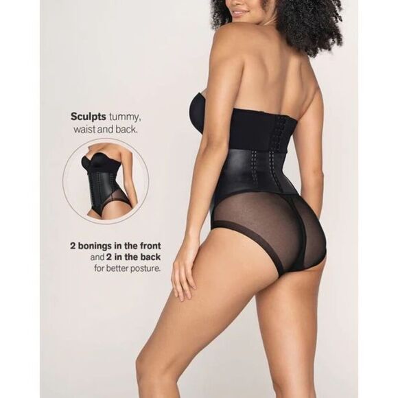 LEONISA NWT Latex Waist Trainer with Extra Firm Compression Black Size XL - Picture 5 of 6